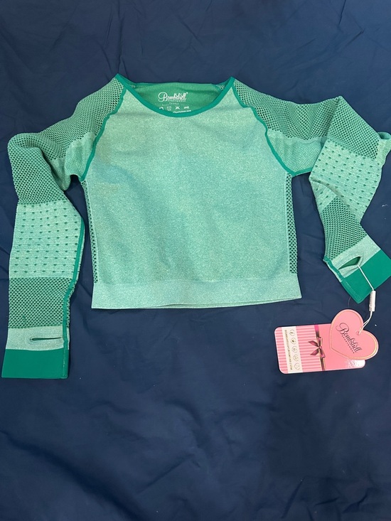 Bombshell Sportswear Tops - Bombshell Sportswear Teal Green Mesh Crop Top Size M/L